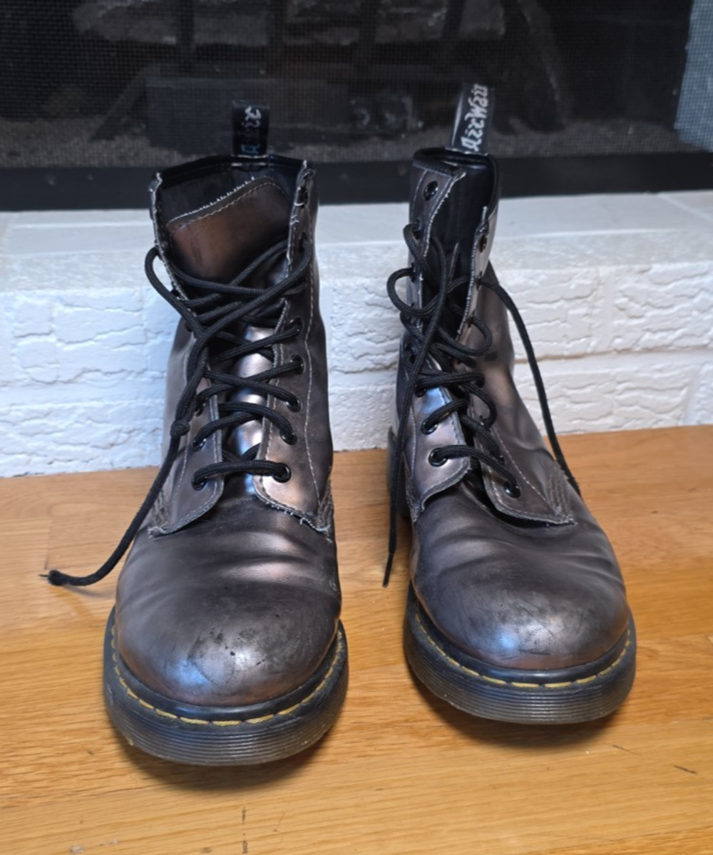 Dr Martens 1460 Pascal Boots US 10 Pewter Metallic Leather Combat Lace Up